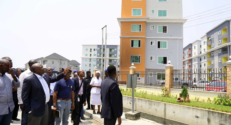 Governor Ambode inspecting the site of the collapsed building