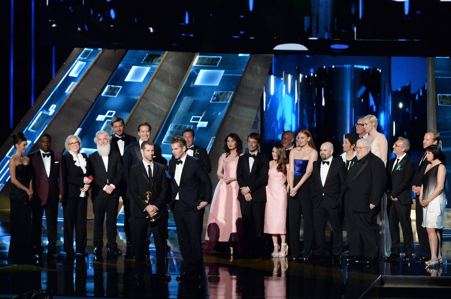 "Game of Thrones" cast and producers take the stage for best drama Emmy win.