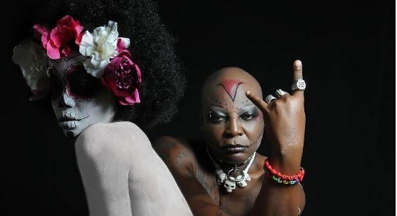 Charly Boy with one of his virgins 