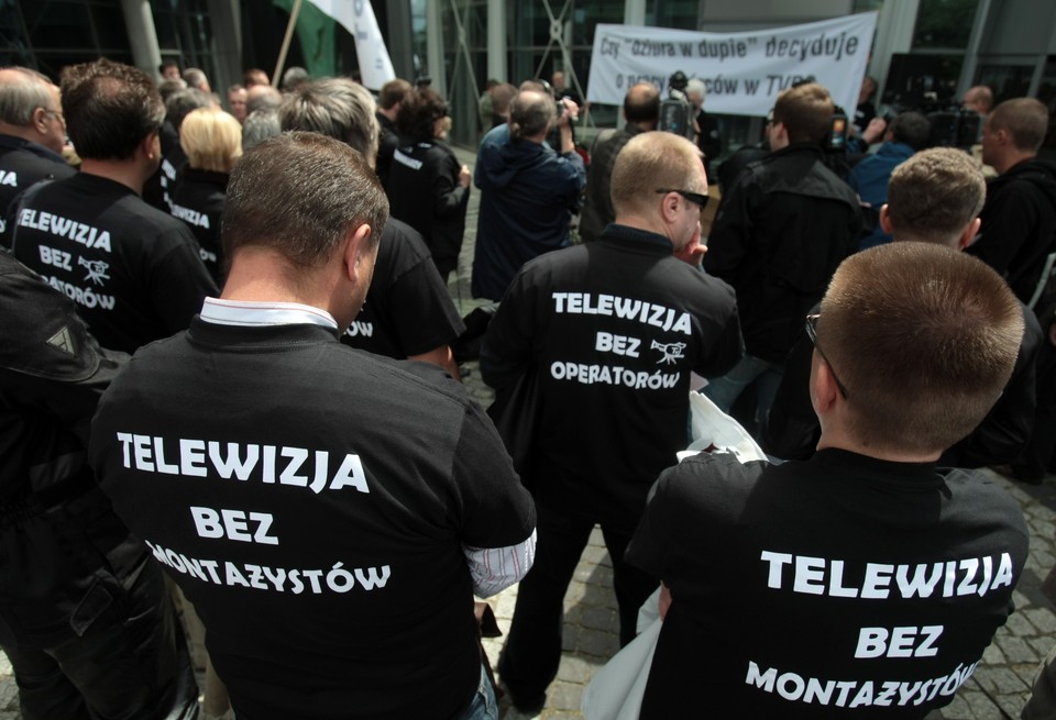 WARSZAWA PROTEST ZWIĄZKI ZAWODOWE TELEWIZJA