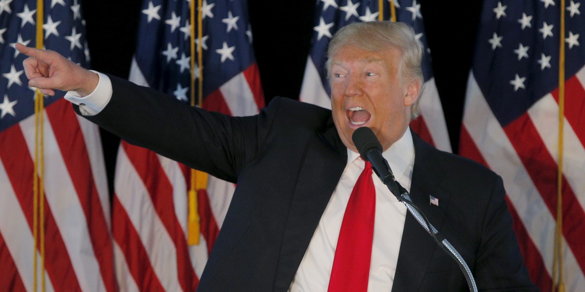 Donald Trump at a campaign rally in Warwick, Rhode Island, on April 25.