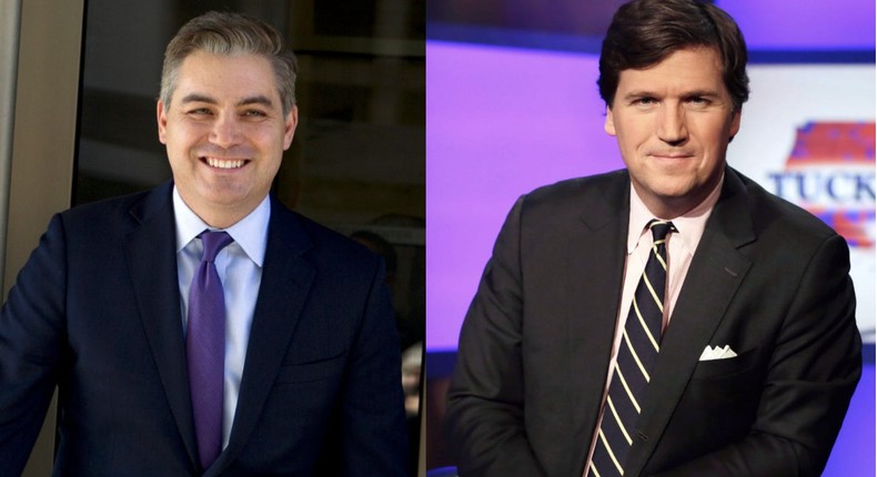 Left: Jim Acosta; right: Tucker Carlson
