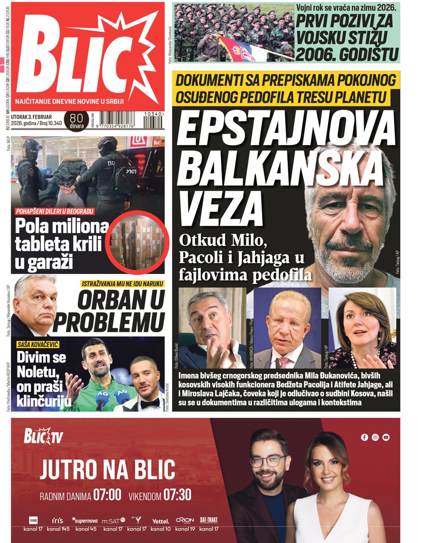 Blic naslovna strana za 3.2