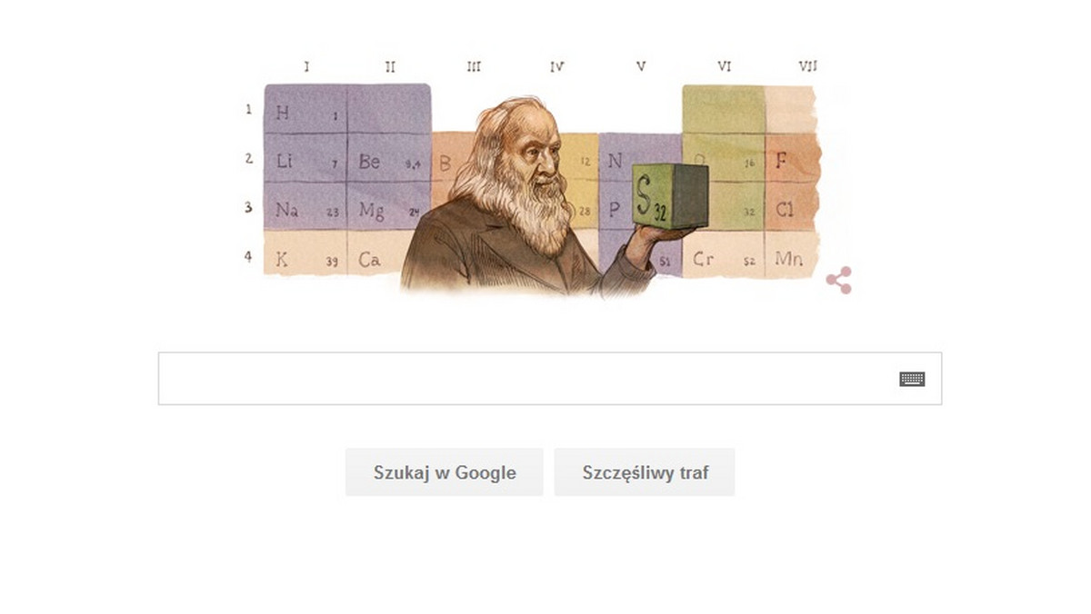 Dmitrij Mendelejew, rosyjski chemik, został uhonorowany przez Google. Z okazji przypadającej na 8 lutego 182. rocznicy urodzin Mendelejewa, wyszukiwarka przygotowała specjalne Google Doodle, czyli specjalnym logo najpopularniejszej wyszukiwarki internetowej. W często śmieszny i zabawny sposób koncern z Mountain View świętuje rocznice, święta, a także przypomina o znanych artystach czy naukowców.
