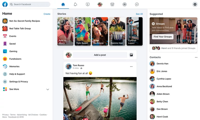 Swobodniejszy design, więcej miejsca na Stories, wzmocnienie grup – tak wygląda nowy Facebook