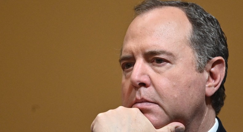 US Representative Adam Schiff looks on during the sixth hearing by the House Select Committee to Investigate the January 6th Attack on the US Capitol, in Washington, DC, on June 28, 2022.Mandel Ngan/AFP via Getty Images