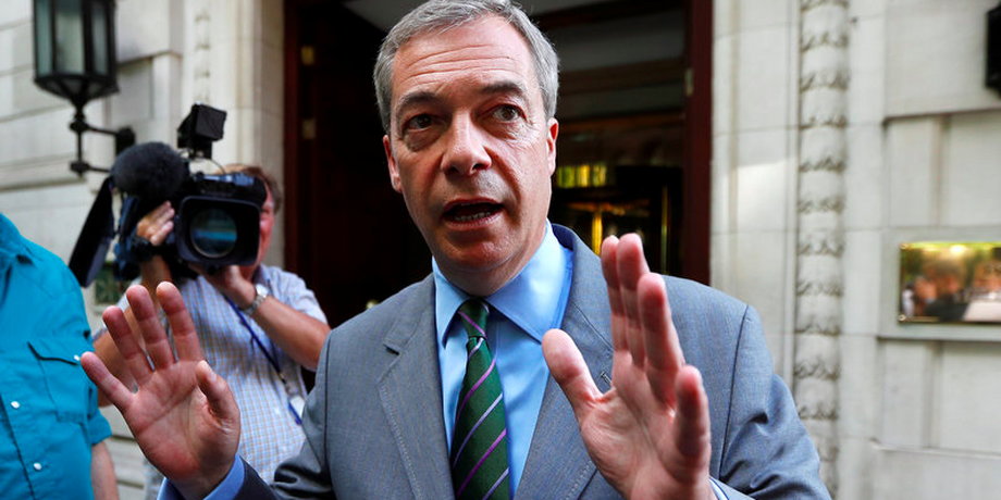 Former UKIP leader Nigel Farage leaves television studios in central London