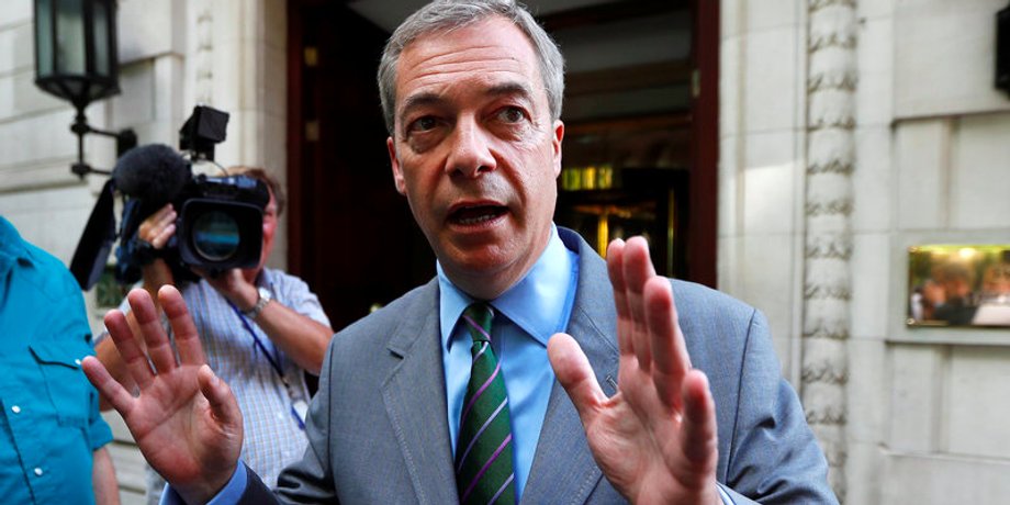 Former UKIP leader Nigel Farage leaves television studios in central London