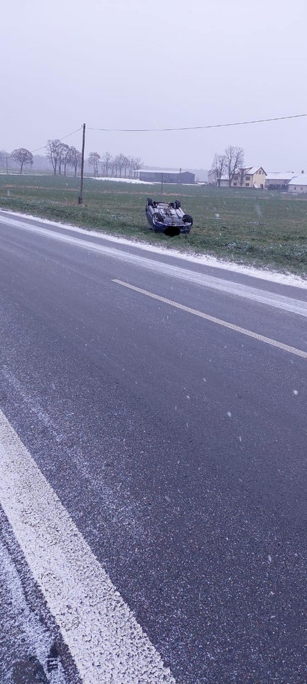 Wypadek na Mazowszu Kierowca dachował na prostym odcinku