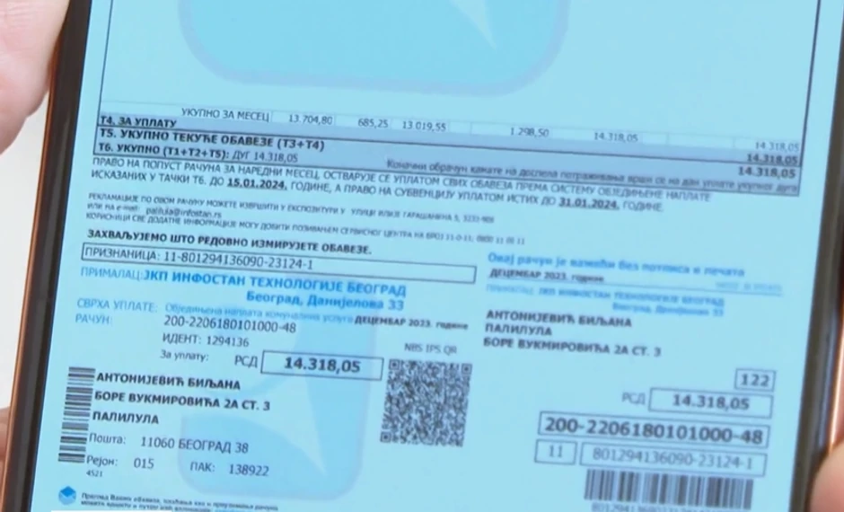 Račun koji je stigao Biljani