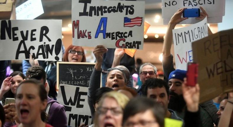 Pro-immigration protesters in San Francisco, California