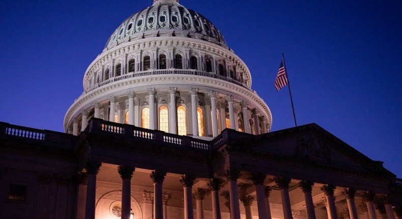 The U.S. Capitol is seen at dusk in Washington on Thursday, October 12, 2023Bill Clark/CQ-Roll Call, Inc via Getty Images