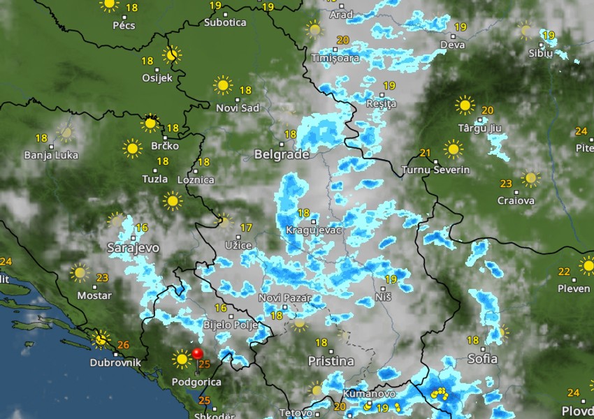 Kretanje kiše u 8 sati