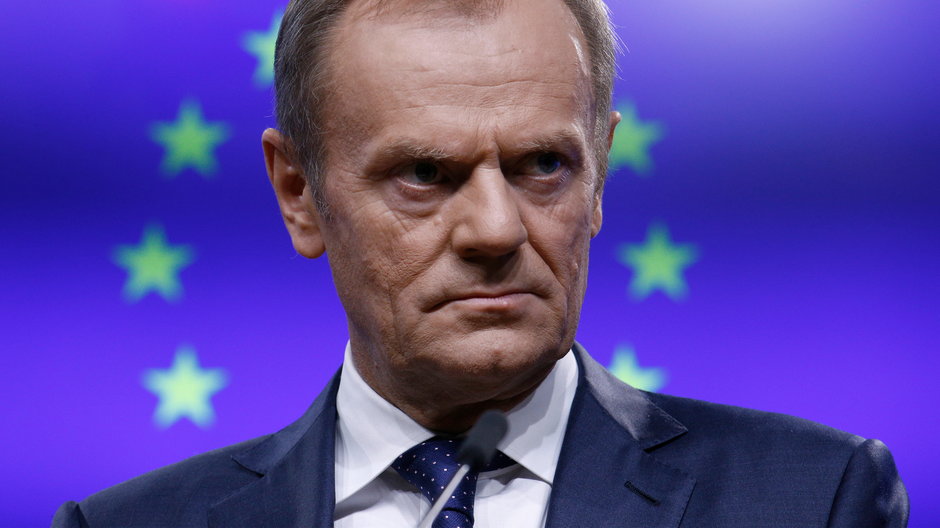 Donald Tusk jako przewodniczący Rady Europejskiej podczas konferencji prasowej w Brukseli (15.11.2018)