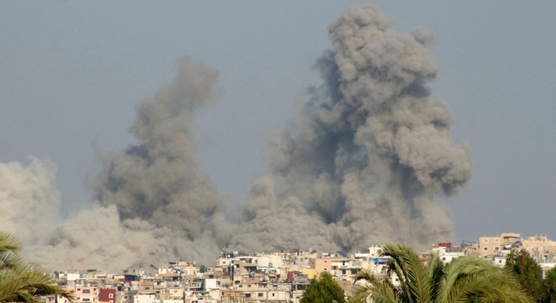 Smoke billows after an Israeli strike near the southern Lebanese city of Tyre on September 29, 2024.KAWNAT HAJU