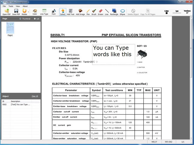 Główne okno programu do edycji i konwersji dokumentów PDF - Win PDF Editor