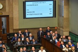 Na telebimie rezultat głosowania nad ustawą o Sądzie Najwyższym