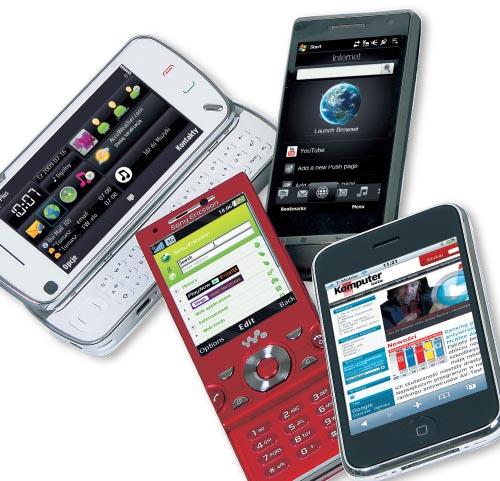 Trójka przeciwko iPhone'owi : Nokia N97 z kombinacją panelu dotykowego i wysuwanej klawiatury, HTC Touch Diamond 2 z systemem Windows oraz telefon-walkman Sony Ericsson W995 z konwencjonalnym wyświetlaczem.
