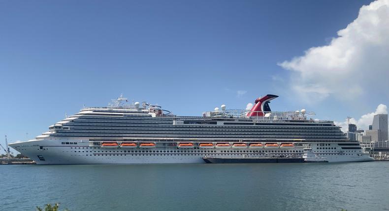 The Carnival Horizon cruise ship is seen moored in the Port of Miami on August 1, 2021.Daniel Slim/AFP via Getty Images)