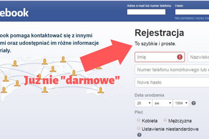 Facebook zmienił slogan. Usunął ze strony słowa: "To jest (i zawsze będzie) darmowe!"