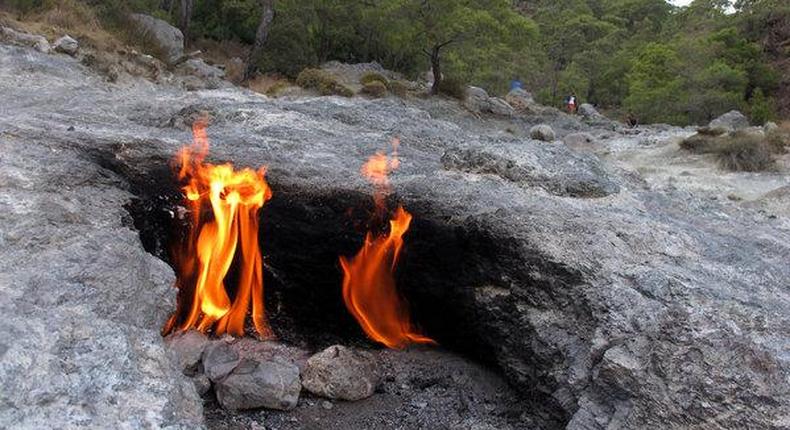 Gas that makes a mountain breathe fire is turning up around the world