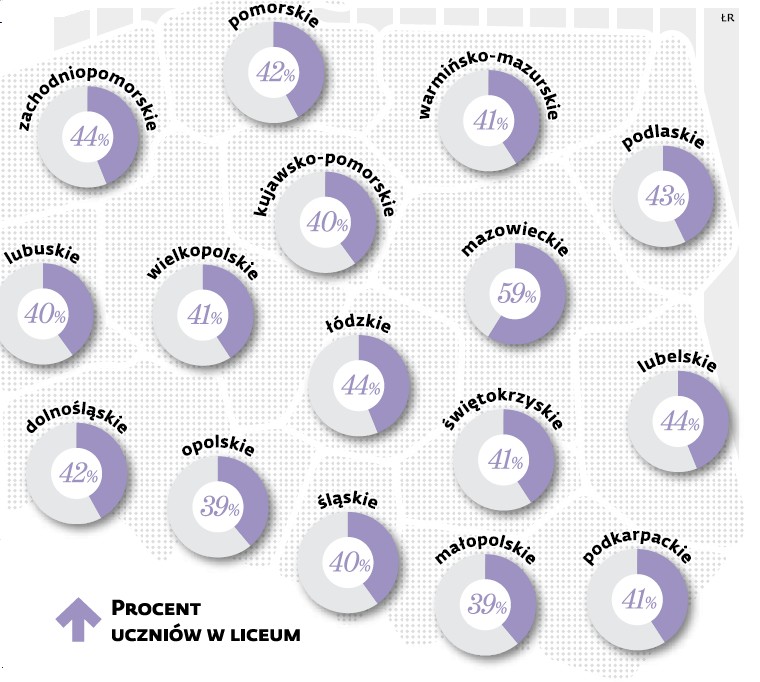 Procent uczniów w liceum