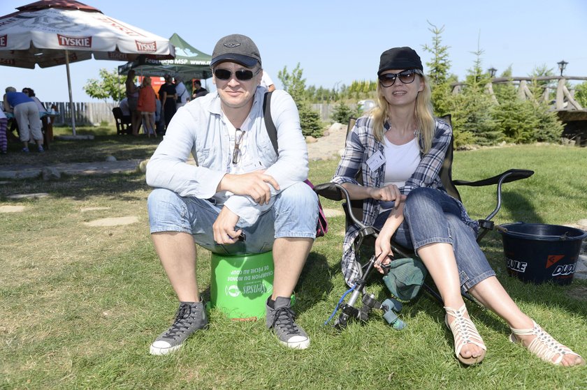 Olga Borys i Wojciech Majchrzak na zawodach w łowieniu ryb