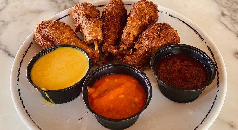 Sundial Food's vegan chicken wings include realistic skin and bones.