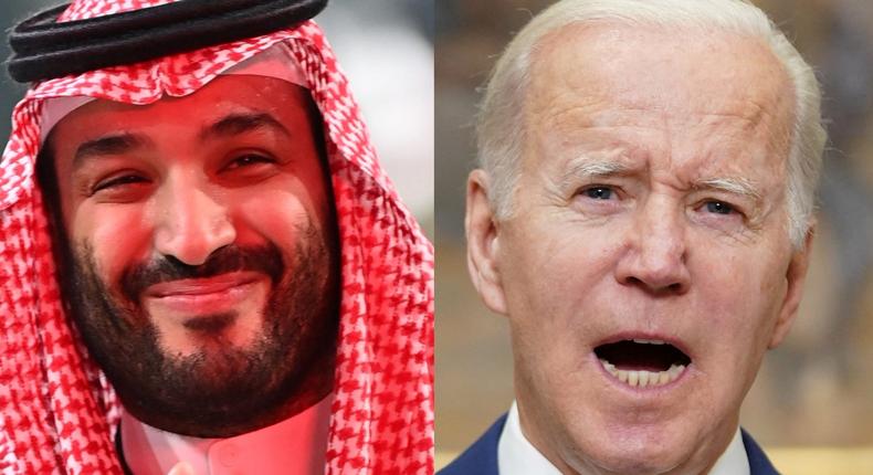 A composite image of Saudi Crown Prince Mohammed bin Salman and US President Joe Biden.