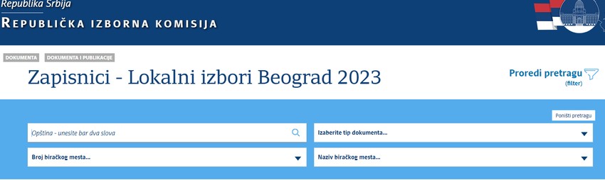 Popunite polja i dobićete pdf zapisnik sa vašeg biračkog mesta 