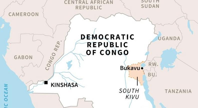 Map of the Democratic Republic of Congo, locating Bukavu, where Doctor Denis Mukwege treats women at Panzi hospital