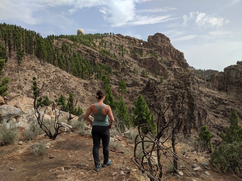 Widok na Pico de las Nieves ze szlaku, który prowadzi do Roque Nublo.