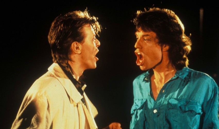 David Bowie i Mick Jagger w 1985 roku