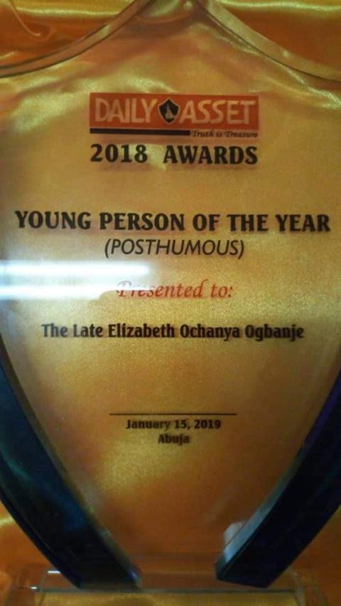 Ochanya Elizabeth Ogbanje, 13-year-old girl allegedly raped by lecturer and son, gets posthumous award in Abuja.