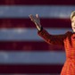 Democratic presidential candidate Hillary Clinton speaks during a campaign rally with her husband fo