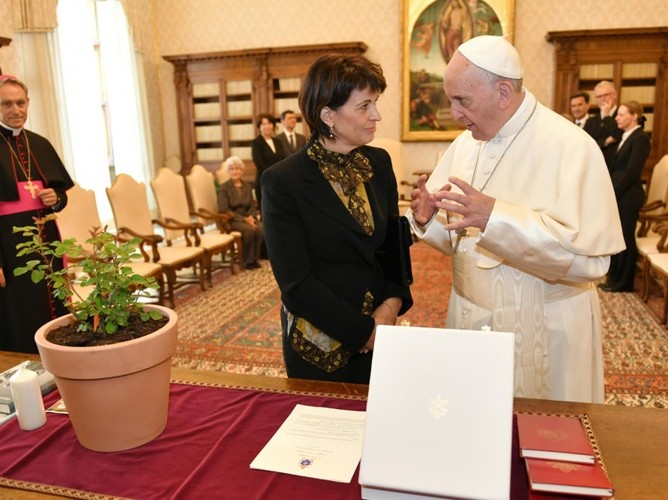 Doris Leuthard i papież Franciszek