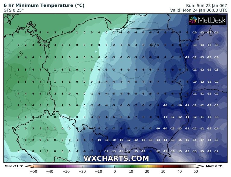 Temperatura w nocy i nad ranem może sięgnąć nawet 20 stopni na minusie