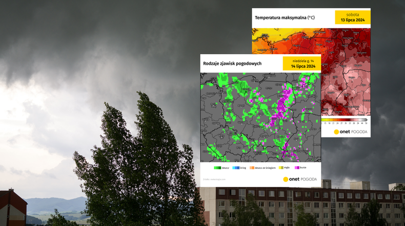 Ekstremalny upał i nawałnice. Przed nami bardzo trudne dni w pogodzie (screen: meteologix.com)