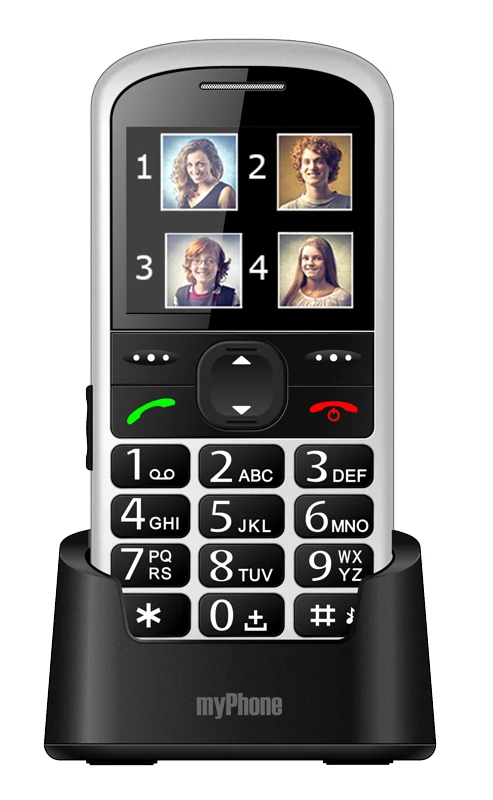 W zestawie z myPhone 1075 otrzymujemy wygodną dla seniorów biurkową podstawką-ładowarkę
