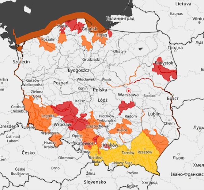 Stan alarmowy i ostrzegawczy obowiązuje głównie na południu kraju