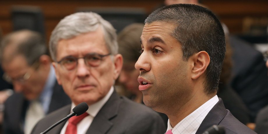 Former FCC Chairman Tom Wheeler (left), and Pai.