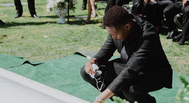 Prophet Lovy Longomba at the burial of his brother Christian Longomba 