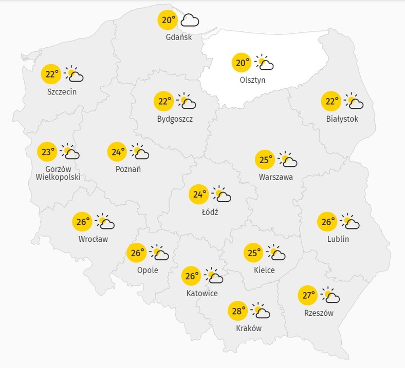 Przewidywana temperatura 30 lipca