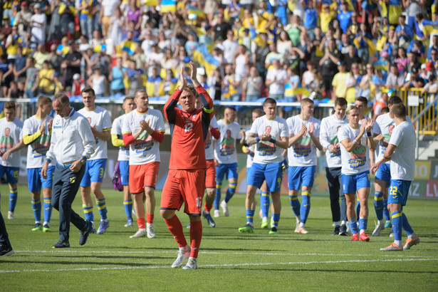 Piłkarze reprezentacji Ukrainy po meczu Ligi Narodów z Armenią w Łodzi