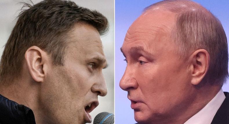 Russian opposition leader Alexey Navalny (left) and Russian President Vladimir Putin (right).Alexander Nemenov/AFP via Getty Images; Contributor via Getty Images