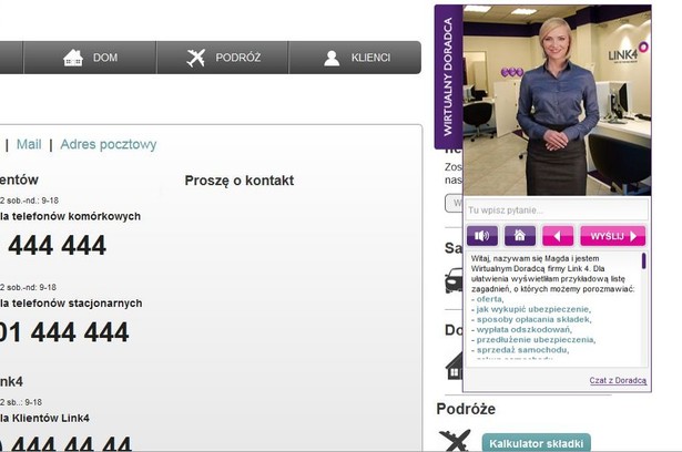 Jednym z przykładów takiego ułatwienia jest wprowadzenie wirtualnych asystentów. Znajdujące się na stronie www programy posługujące się awatarem i „mówiące” do klienta mają za zadanie prostym językiem odpowiadać na pytania internautów. Jest to wygodniejsze niż poszukiwanie informacji na stronie, wadą jest natomiast to, że nie na wszystkie pytania wirtualny asystent zna odpowiedzi. – Nasza „Magda” odpowiada już na kilkadziesiąt tysięcy pytań miesięcznie, zarówno dotyczących spraw związanych z obsługą sprzedażową, jak i posprzedażową – mówi Maciej Marszałek, dyrektor departamentu eBiznes w LINK4. – Wskaźnik prawidłowo udzielanych odpowiedzi przekroczył już 90 proc.