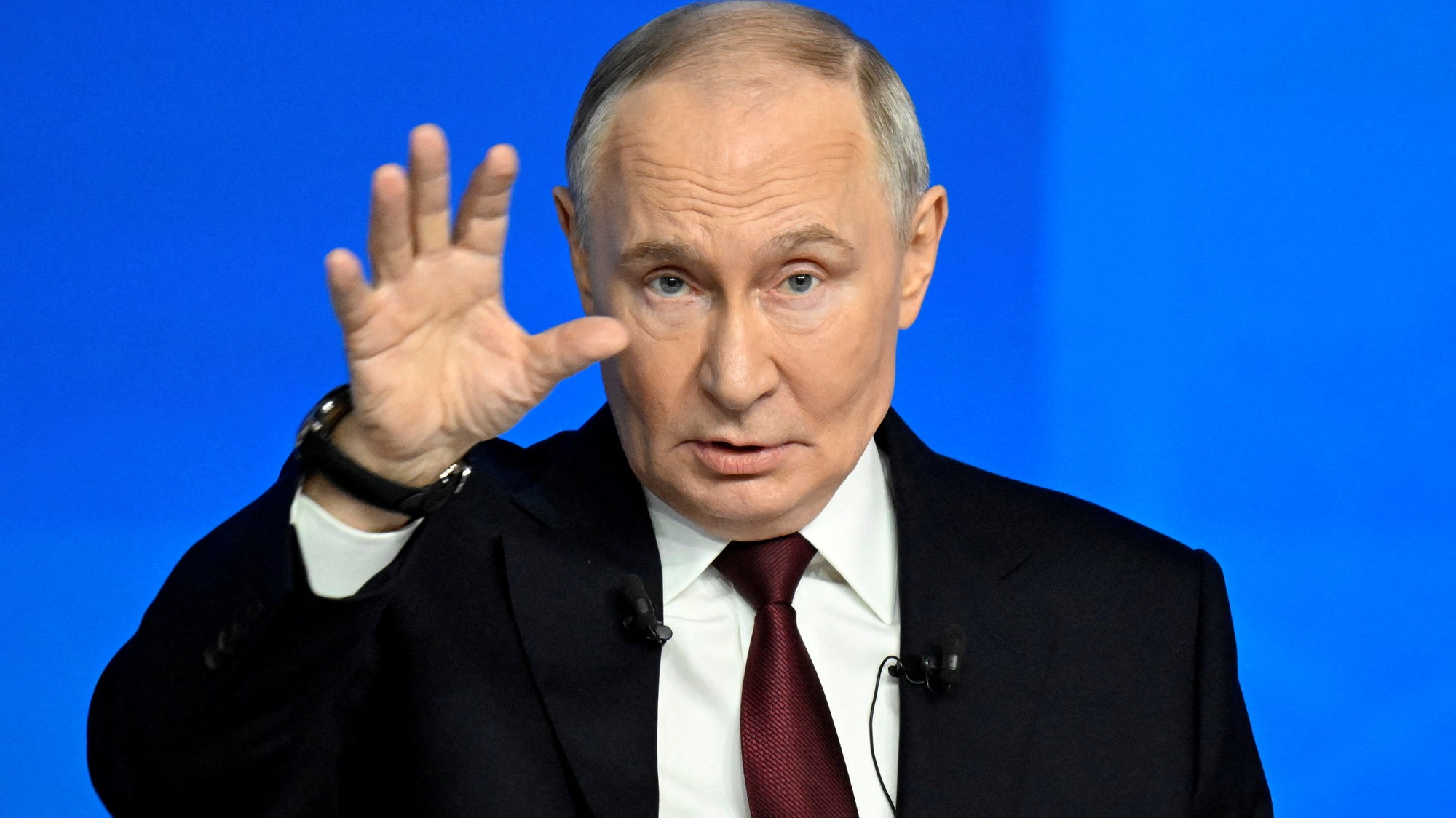 Ruský prezident Vladimir Putin počas tlačovej konferencie.