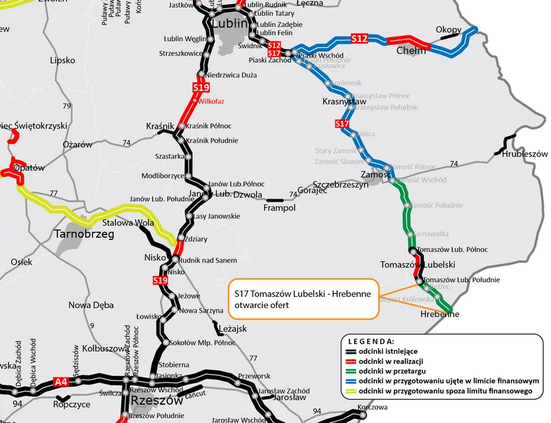 Odcinek S17 Tomaszów Lubelski — Hrebenne