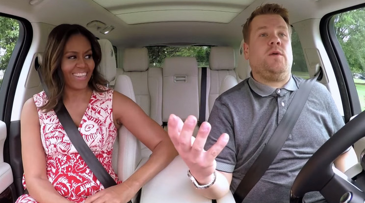 Michelle Obama egy kocsiban énekelt James Cordennel/Fotó:Youtube