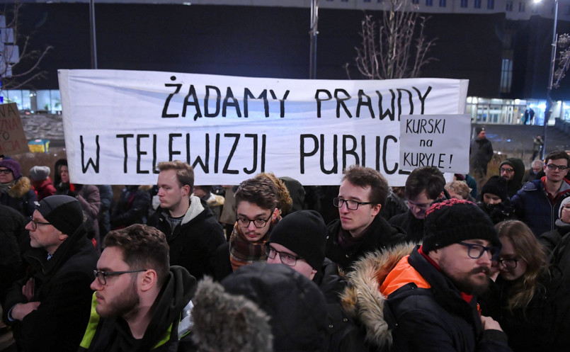 Protest przed siedzibą TVP